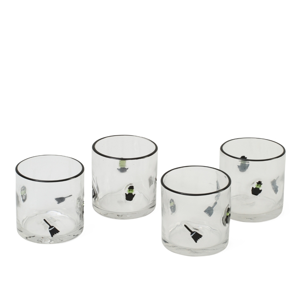 Clear Glass Tumbler Set with Black Accents